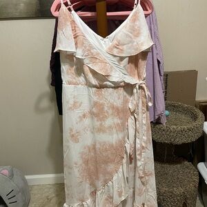 Dex Asymmetrical Pink and White Dress